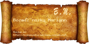 Bozmánszky Mariann névjegykártya